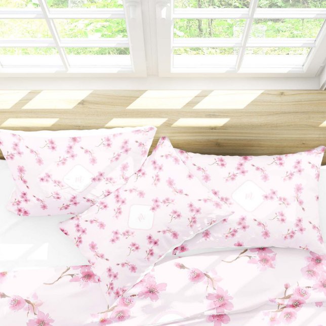 Elegant Chic Spring Cherry Blossom Floral Pattern Pillowcase (Creator Uploaded)