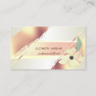 Elegant Chic  Stripe, Brush Stroke, Flower Business Card