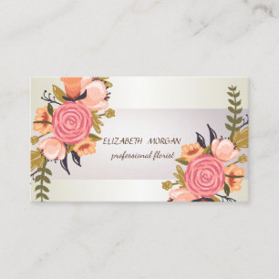 Elegant Chic Stripe , Floral Business Card