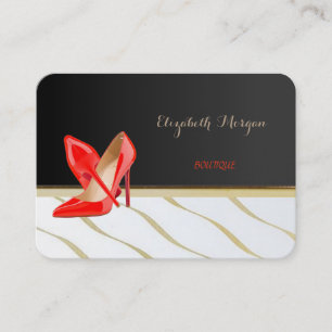 Elegant Chic Stylish,Black, Red Heels Business Card