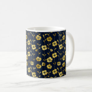 Elegant Chic Stylish Feminine Trendy Black Gold Coffee Mug