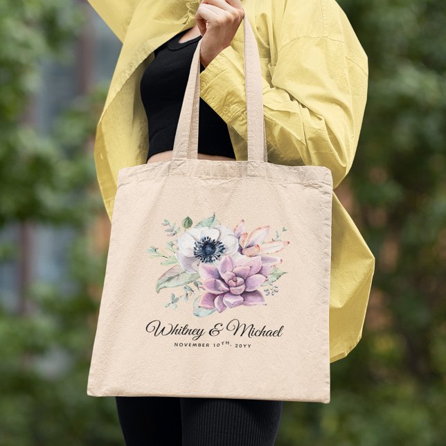 Elegant Chic Succulent Florals Wedding Tote Bag (Creator Uploaded)