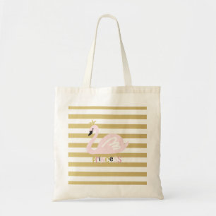 Elegant Chic Swan, Crown On Stripes Tote Bag