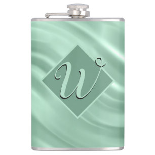 Elegant Chic Teal Swirl Monogram Initial Stylish Hip Flask