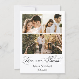 elegant chic thank you 3 photos wedding  card