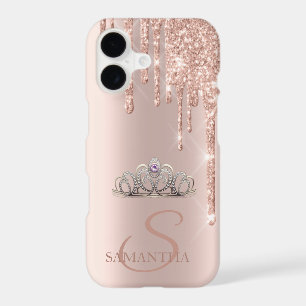 Elegant Chic Tiara Rose Gold Glitter Drips