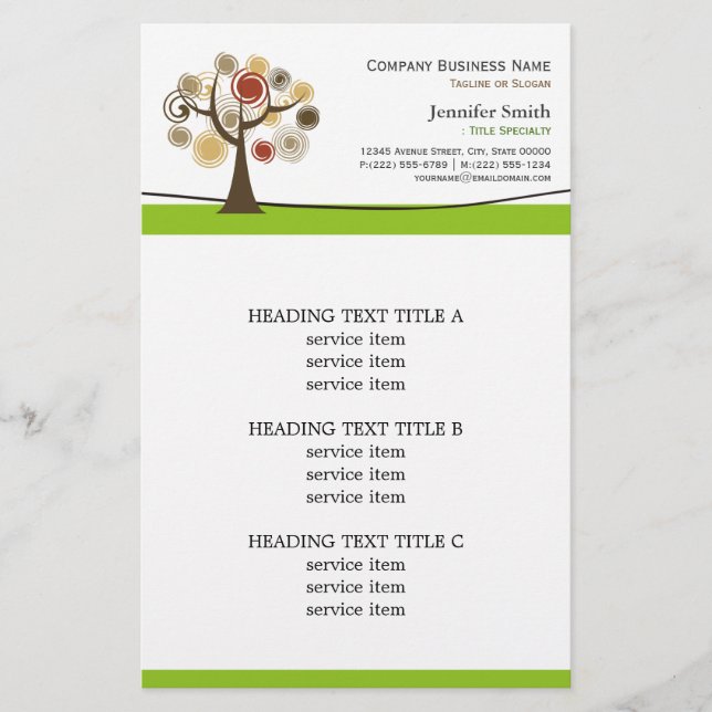 Elegant Chic Tree of Life Logo Nature Green Style Flyer (Front)