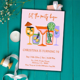 Elegant Chic tropical cocktail drink 70th birthday Invitation