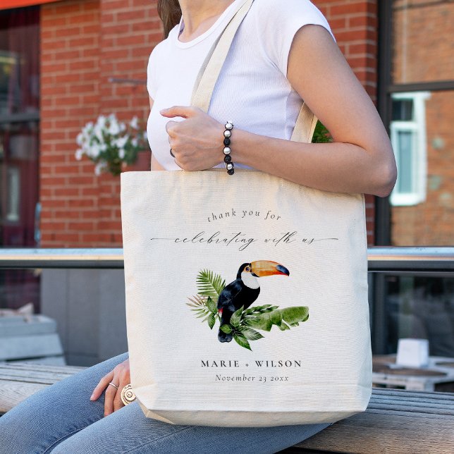 Elegant Chic Tropical Rainforest Toucan Wedding Tote Bag (Creator Uploaded)
