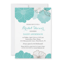 Elegant Chic Turquoise Green Floral Bridal Shower