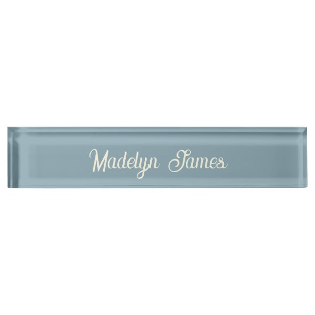 Elegant Chic Typography Dusty Blue Personalized Nameplate (Front)