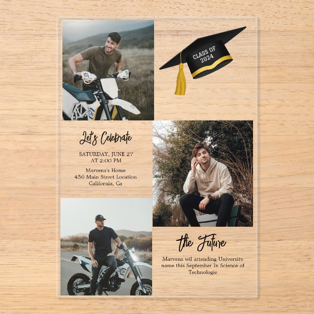 Elegant Chic Typography Graduation Party Acrylic Invitations (Front)