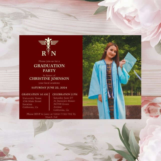 Elegant Chic Typography Nurse Graduation Party Foi (Creator Uploaded)
