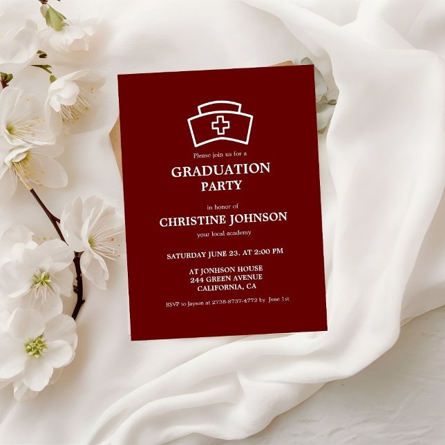Elegant Chic Typography Nurse Graduation Party Invitation (Creator Uploaded)