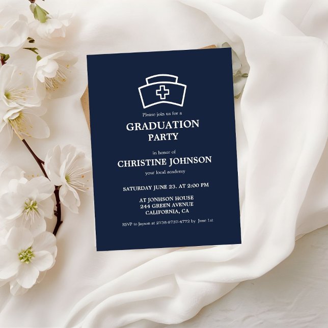 Elegant Chic Typography Nurse Graduation Party Invitation (Creator Uploaded)