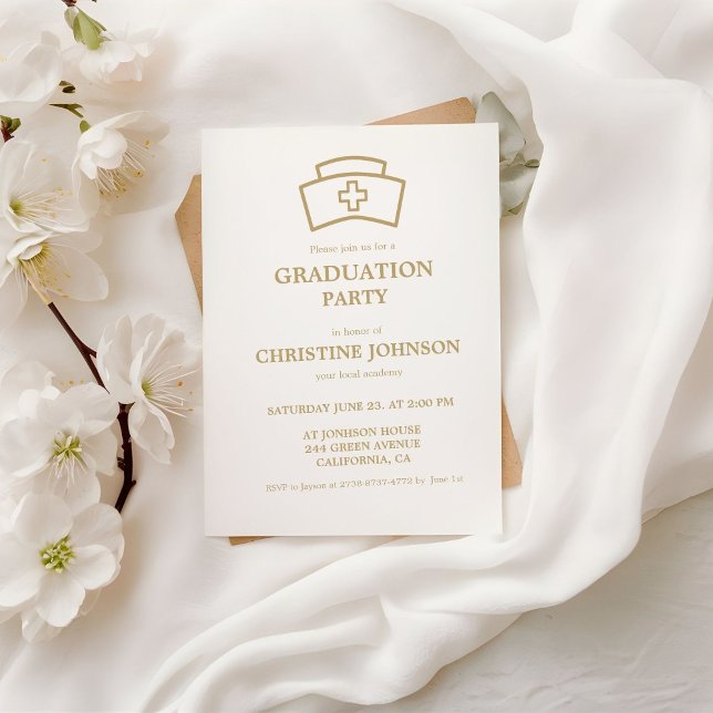 Elegant Chic Typography Nurse Graduation Party Invitation (Creator Uploaded)