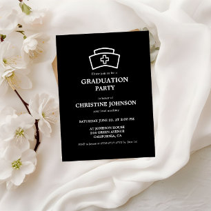 Elegant Chic Typography Nurse Graduation Party Invitation