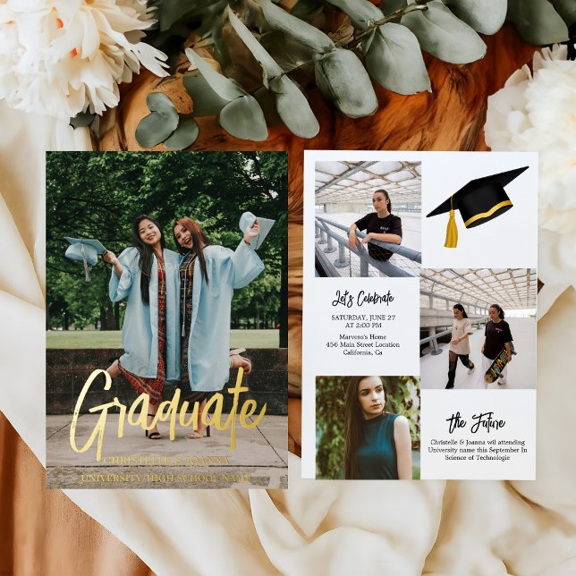 Elegant Chic Typography Twin Graduation Party  (Creator Uploaded)
