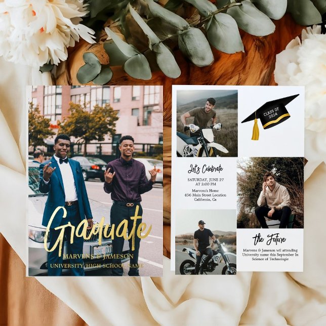 Elegant Chic Typography Twin Graduation Party (Creator Uploaded)
