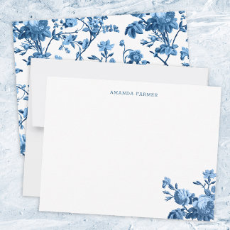 Elegant Chic Vintage Blue Rose Floral Card