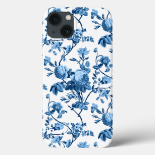 Elegant Chic Vintage Blue Rose Floral iPhone 13 Case