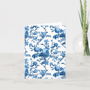 Elegant Chic Vintage Blue Rose Floral Thank You Card