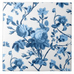 Elegant Chic Vintage Blue Rose Floral Tile<br><div class="desc">Elegant and chic vintage-inspired seamless floral pattern featuring tone-on-tone blue roses,  vines,  foliage,  and carnations on white background.</div>