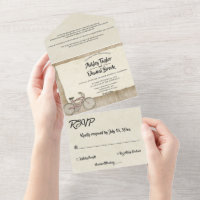 Elegant Chic Vintage Cycling Rustic Wood Wedding