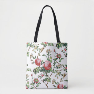 Elegant Chic Vintage Pink Rose Floral Tote Bag