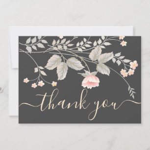 Elegant  chic watercolor Floral  thank you card