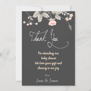 Elegant chic watercolor Floral thank you card