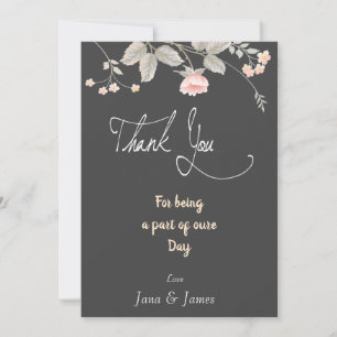 Elegant chic watercolor Floral thank you card