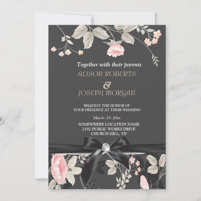Elegant chic watercolor Floral   Wedding Card (Front)
