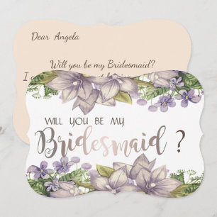 Elegant Chic Watercolor Flowers Bridesmaid Card
