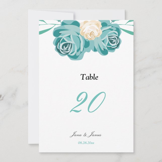 Elegant chic Watercolor table wedding card (Front)