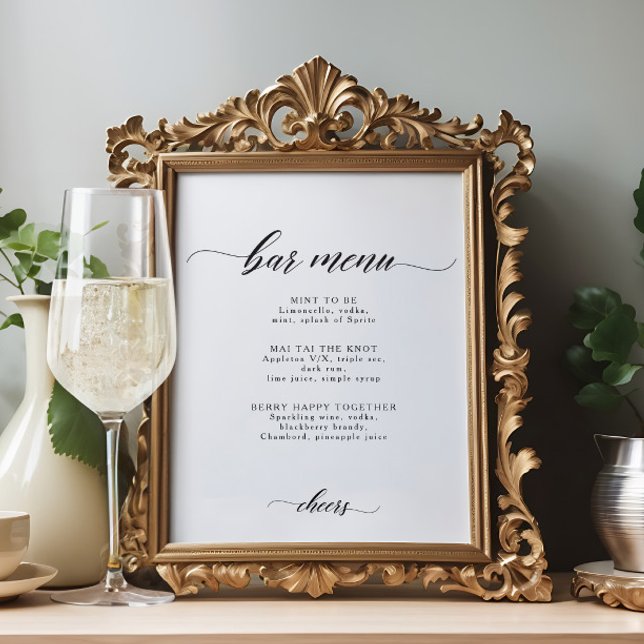 Elegant Chic Wedding Bar or Cocktail Menu Sign (Creator Uploaded)