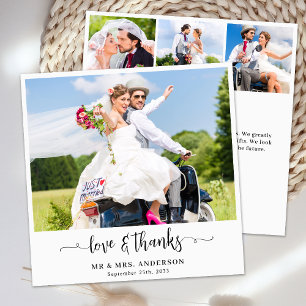 Elegant Chic Wedding Customised 4 Photo Collage Thank You Card