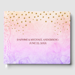 Elegant Chic Wedding Modern Simple Pink and Gold Guest Book