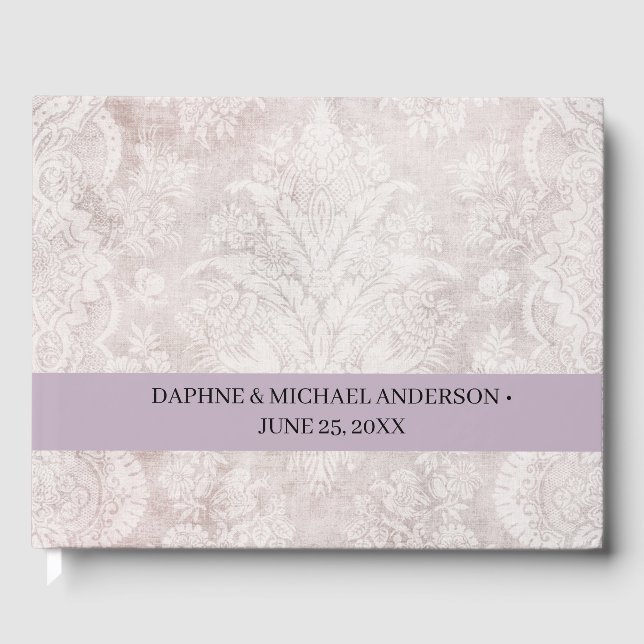 Elegant Chic Wedding Modern Simple Purple Guest Book (Front)