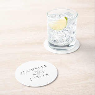 Elegant Chic Wedding Rehearsal Dinner  Round Paper Coaster