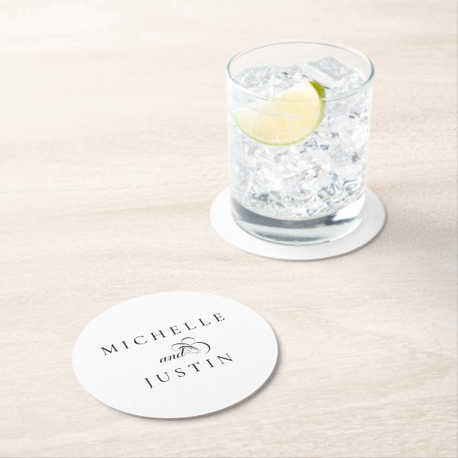 Elegant Chic Wedding Rehearsal Dinner  Round Paper Coaster (Insitu)