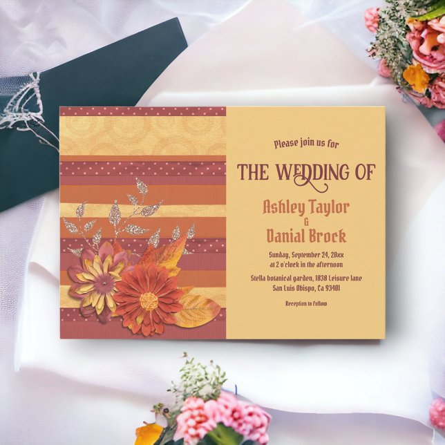 Elegant Chic Whimsical Calligraphy Floral Wedding Invitation (Creator Uploaded)