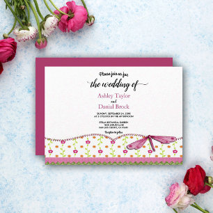 Elegant Chic Whimsical Script Boho Floral Wedding Invitation