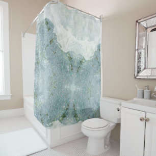 Elegant chic white grey silver glitter marble Bath Shower Curtain