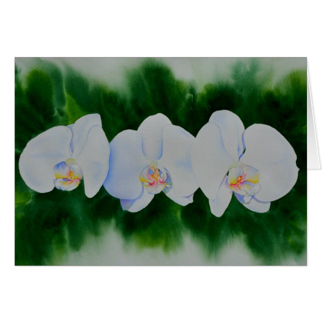 Elegant chic white watercolor orchid painting  (Front Horizontal)