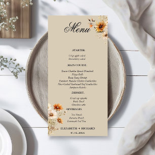 Elegant & Chic  Wildflower Bohemian Fall Wedding  Menu