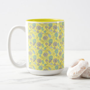 Elegant Chic Wildflower Yellow Two-Tone Coffee Mug