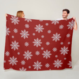 Elegant Chic Winter Modern Snow Christmas Fleece Blanket