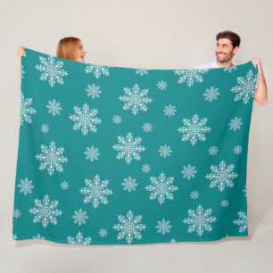 Elegant Chic Winter Modern Snow Christmas Fleece Blanket