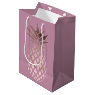 elegant chick clear rose gold tropical pineapple medium gift bag